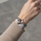 Ατσάλινο Βραχιόλι “Double Heart Sparkle” με Ζιργκόν - So Cute by Dimi