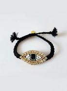 Χειροποίητο βραχιόλι με πλεκτό κορδόνι και μεγάλο μοτίφ ματιού με στρας – Shiny Eye Medium – So Cute by Dimi