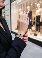 Χειροποίητο βραχιόλι με πλεκτό κορδόνι και μεγάλο μοτίφ ματιού με στρας – Shiny Eye Medium – So Cute by Dimi