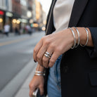 Ατσάλινο δαχτυλίδι με διπλή μπάρα σε χρυσό και ασημί – So Cute by Dimi