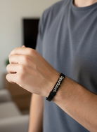 Χειροποίητο ανδρικό δερμάτινο βραχιόλι ‘μπαμπάς’ με ταυτότητα – So Cute by Dimi