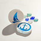 Χειροποίητο επιτραπέζιο γούρι Άγκυρα & Ιστιοφόρο από πλεξιγκλάς καθρέφτη σε μπλε και λευκό, So Cute by Dimi.