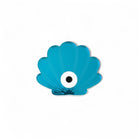 Χειροποίητο επιτραπέζιο γούρι κοχύλι με μάτι από πλεξιγκλάς καθρέφτη και λευκή πλάτη, So Cute by Dimi.