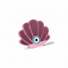 Χειροποίητο επιτραπέζιο γούρι κοχύλι με μάτι από πλεξιγκλάς καθρέφτη και λευκή πλάτη, So Cute by Dimi.