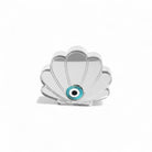 Χειροποίητο επιτραπέζιο γούρι κοχύλι με μάτι από πλεξιγκλάς καθρέφτη και λευκή πλάτη, So Cute by Dimi.