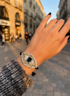 Χειροποίητο βραχιόλι με πλεκτό κορδόνι και μεγάλο μοτίφ ματιού με στρας – Shiny Eye Large – So Cute by Dimi