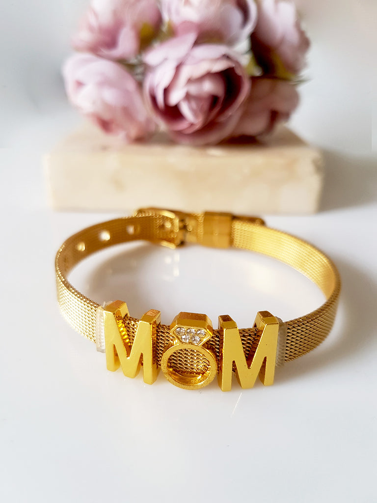 Ατσάλινο βραχιόλι Mom - So Cute by Dimi