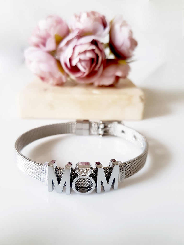 Ατσάλινο βραχιόλι Mom - So Cute by Dimi