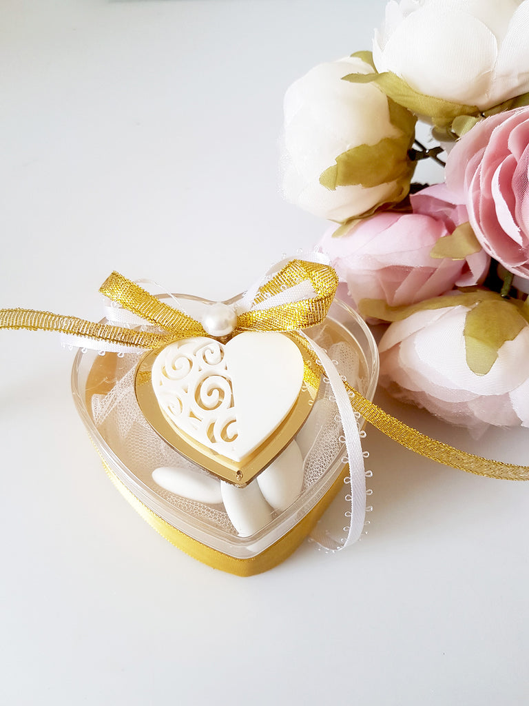 Mπομπονιέρα γάμου με στολισμένο κουτάκι καρδιά - So Cute by Dimi
