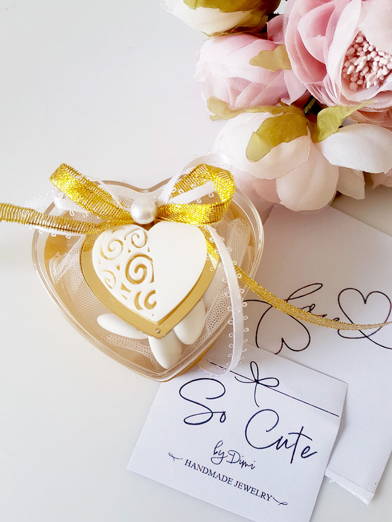 Mπομπονιέρα γάμου με στολισμένο κουτάκι καρδιά - So Cute by Dimi
