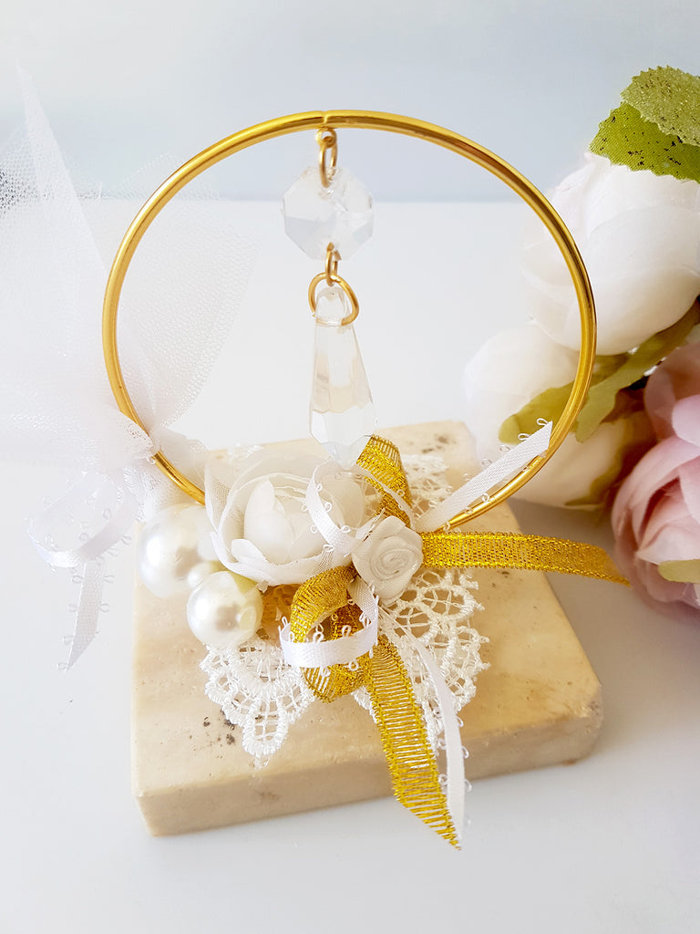 Μπομπονιέρα γάμου επιτραπέζιο στεφάνι με κρύσταλλα - So Cute by Dimi