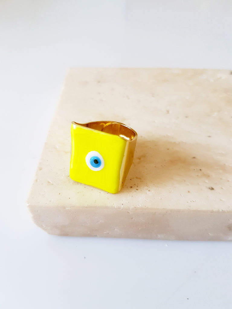 Τετράγωνο δαχτυλίδι με μάτι - So Cute by Dimi