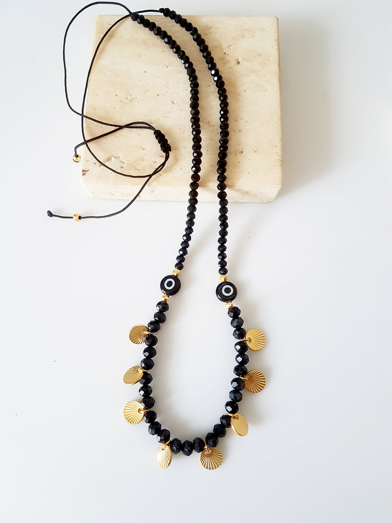 Gold-black coin&eye necklaces Σετ 3 κολιέ - So Cute by Dimi