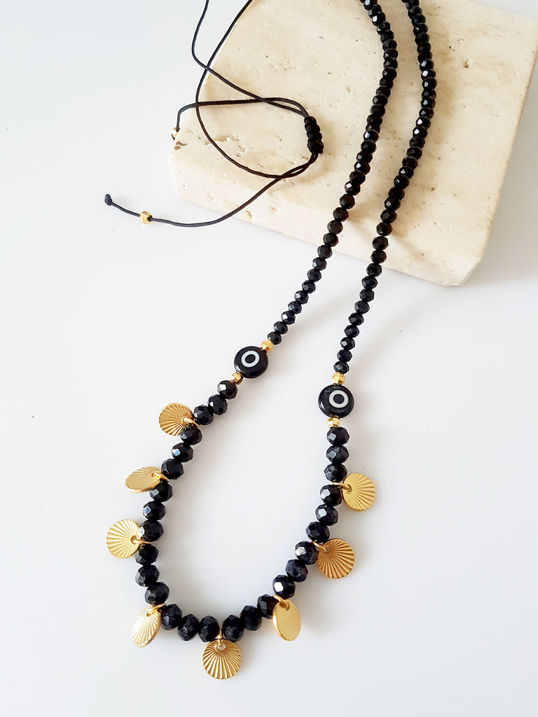 Gold-black coin&eye necklaces Σετ 3 κολιέ - So Cute by Dimi