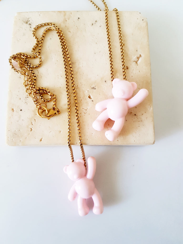 Pink Teddy Bear necklace - So Cute by Dimi