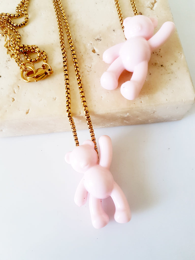 Pink Teddy Bear necklace - So Cute by Dimi