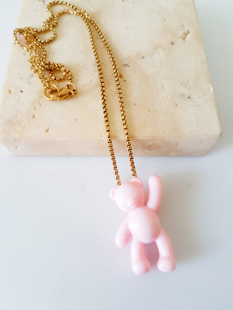 Pink Teddy Bear necklace - So Cute by Dimi