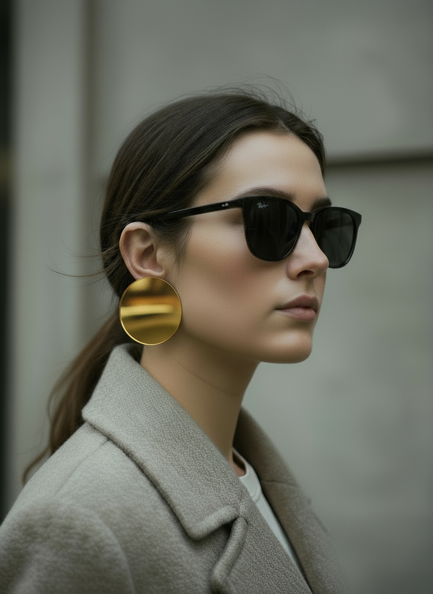 Mirror Glow earrings – χρυσός καθρέφτης plexiglass σκουλαρίκια 6,5 εκ. – So Cute by Dimi