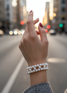 Χειροποίητο βραχιόλι με διπλή σειρά γυάλινες πέρλες και ατσάλινο κούμπωμα – So Cute by Dimi