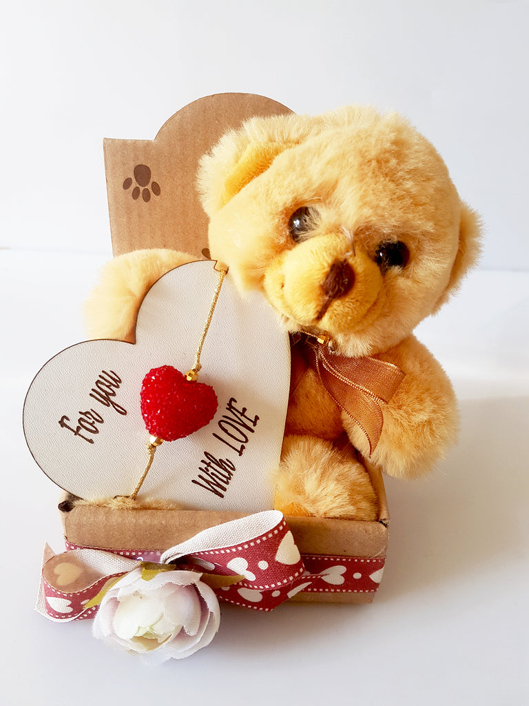 Σετ δώρου αρκουδάκι με βραχιόλι καρδιά - So Cute by Dimi