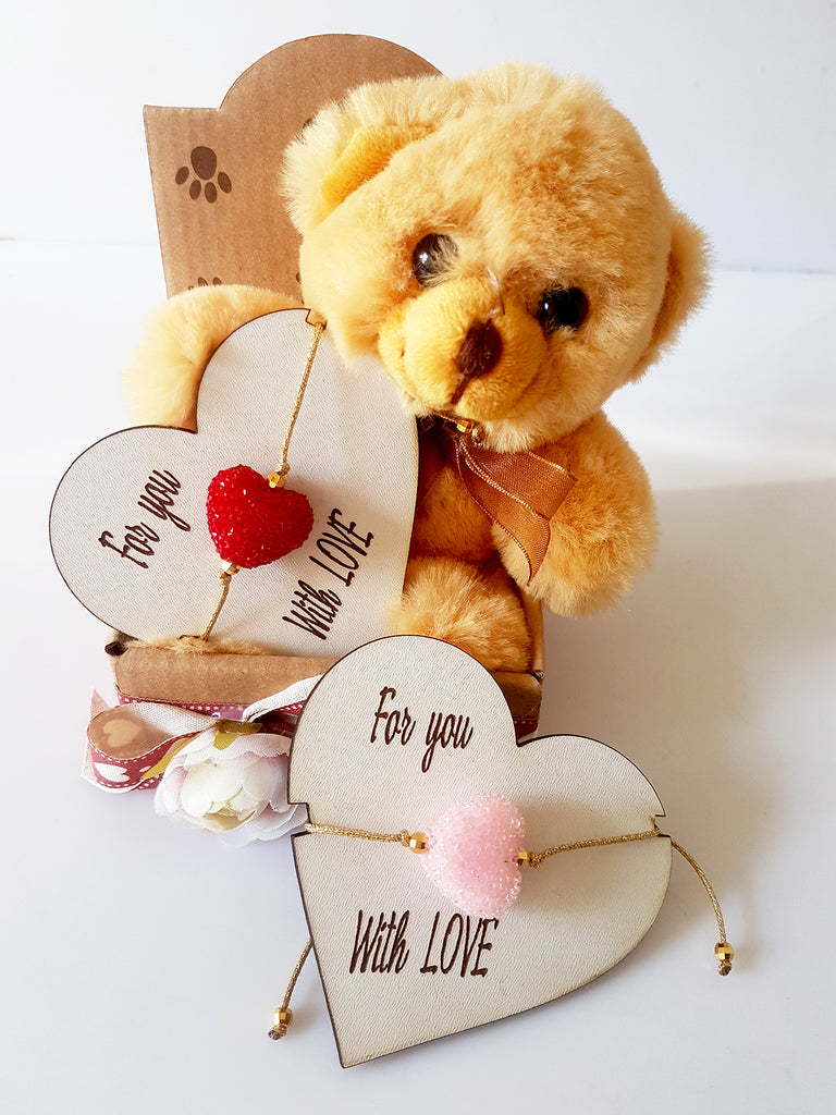 Σετ δώρου αρκουδάκι με βραχιόλι καρδιά - So Cute by Dimi