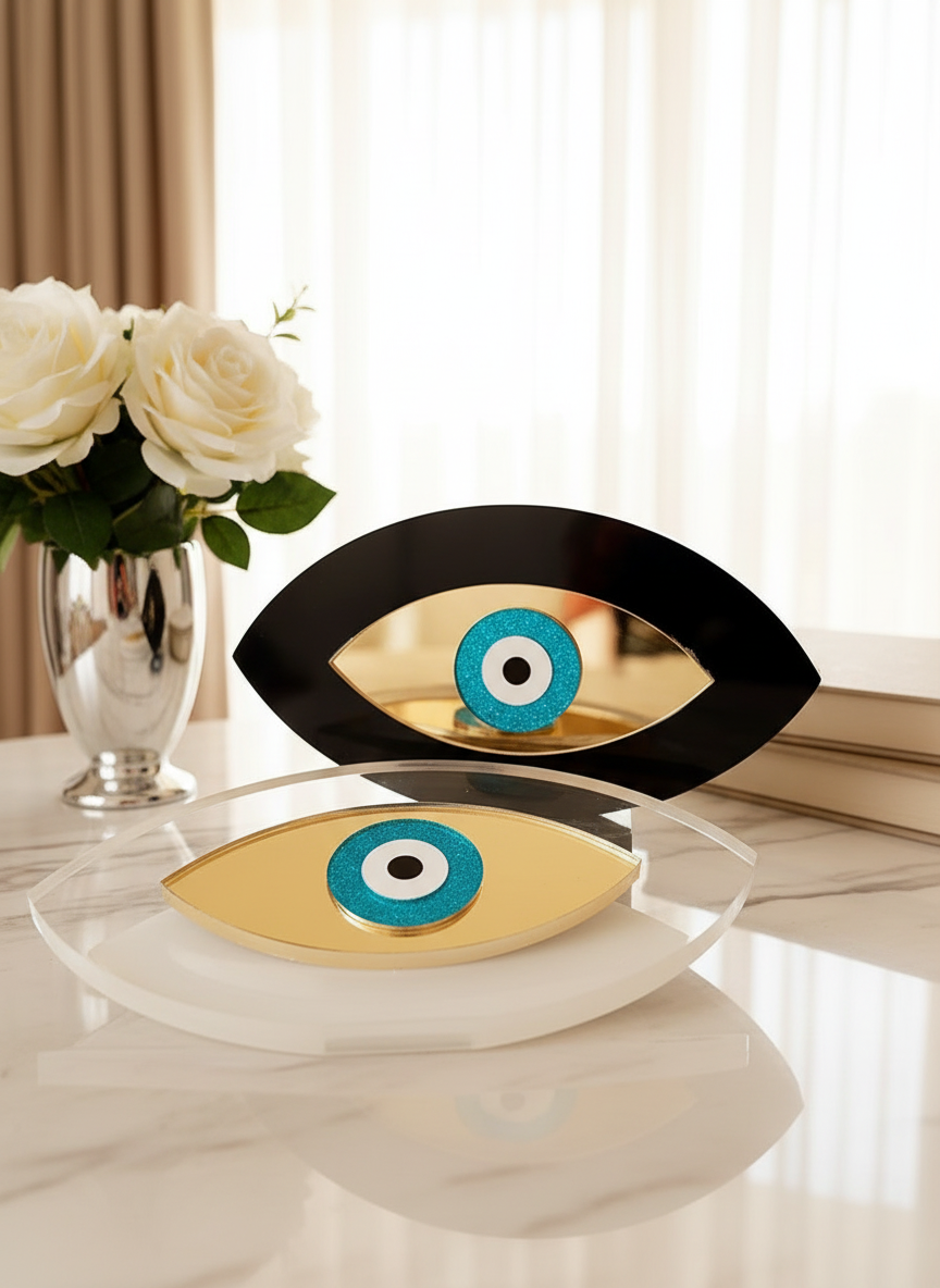 Επιτραπέζιο οβάλ γούρι μάτι από πλεξιγκλάς σε βάση, σε διάφορους χρωματικούς συνδυασμούς – So Cute by Dimi»