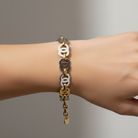 Bicolor bracelet με χρυσά κρικάκια και ασημί interlinked στοιχεία – So Cute by Dimi