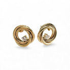 Stainless steel twisted stud earrings with central crystal in  gold – So Cute by Dimi.