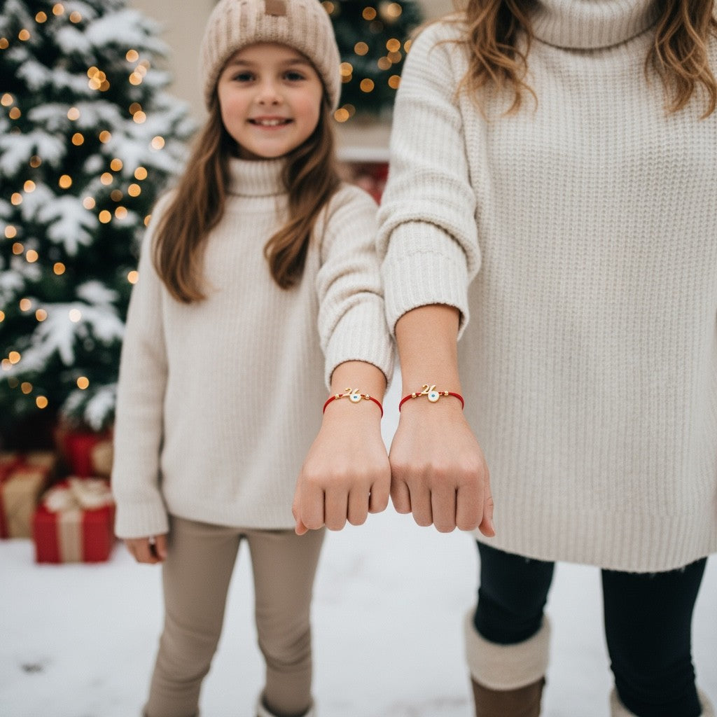 Βραχιόλι γούρι 2026 με ματάκι και χρωματιστό κορδόνι – So Cute by Dimi