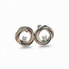 Stainless steel twisted stud earrings with central crystal in silver– So Cute by Dimi.