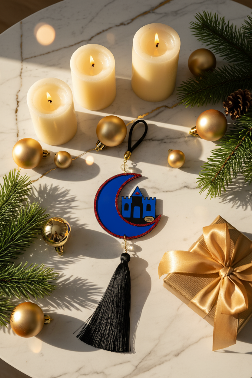 Γούρι 2026 – Moonlit Castle με Κρύσταλλα & Φούντα | Συλλογή Christmas Fairytale - So Cute by Dimi