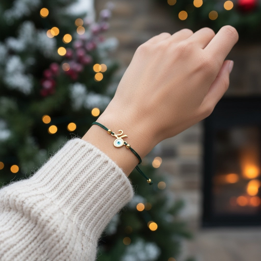 Βραχιόλι γούρι 2026 με ματάκι και χρωματιστό κορδόνι – So Cute by Dimi