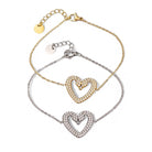 Βραχιόλι με δύο κύκνους σε σχήμα καρδιάς με ζιργκόν – σε χρυσό & ασημί