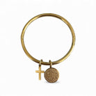 Ατσάλινο bangle σε gold  με κρεμαστό σταυρό και κωνσταντινάτο – So Cute by Dimi