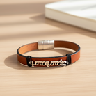 Χειροποίητο ανδρικό δερμάτινο βραχιόλι ‘μπαμπάς’ με ταυτότητα – So Cute by Dimi