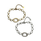 Stainless steel pavé oval link bracelet in silver and gold – So Cute by Dimi.
