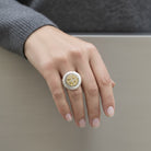 Ατσάλινο δαχτυλίδι κωνσταντινάτο δίχρωμο με ζιργκόν – Divine Shine Ring by So Cute by Dimi