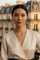 Ατσάλινο κολιέ με πέντε σταυρούς και ζιργκόν – Crystal Cross Charm Necklace So Cute by Dimi