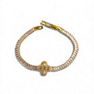 Gold crystal rosette bracelet με premium δέσιμο και micro-crystals – So Cute by Dimi
