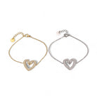 Βραχιόλι με δύο κύκνους σε σχήμα καρδιάς με ζιργκόν – σε χρυσό & ασημί