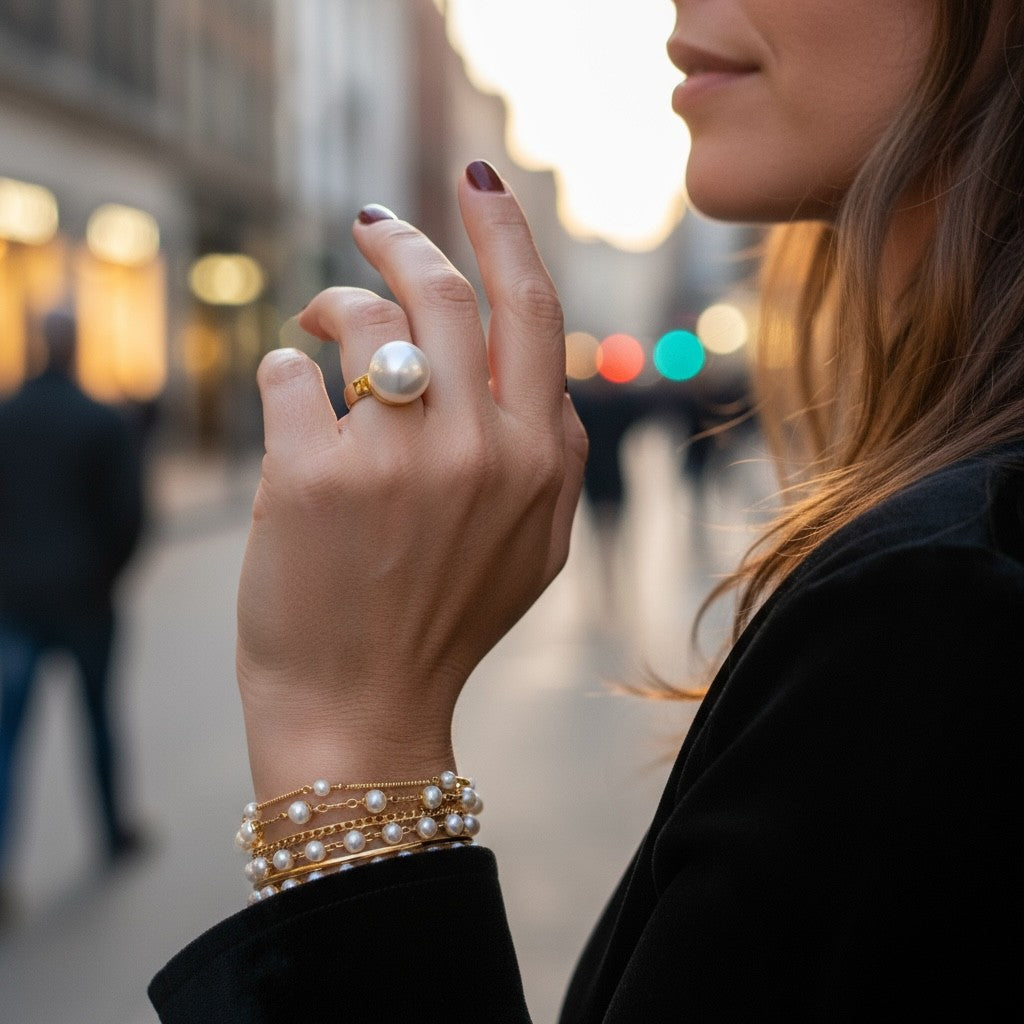 Pearl Dome Ring – Ατσάλινο Δαχτυλίδι με Μεγάλη Πέρλα | So Cute by Dimi