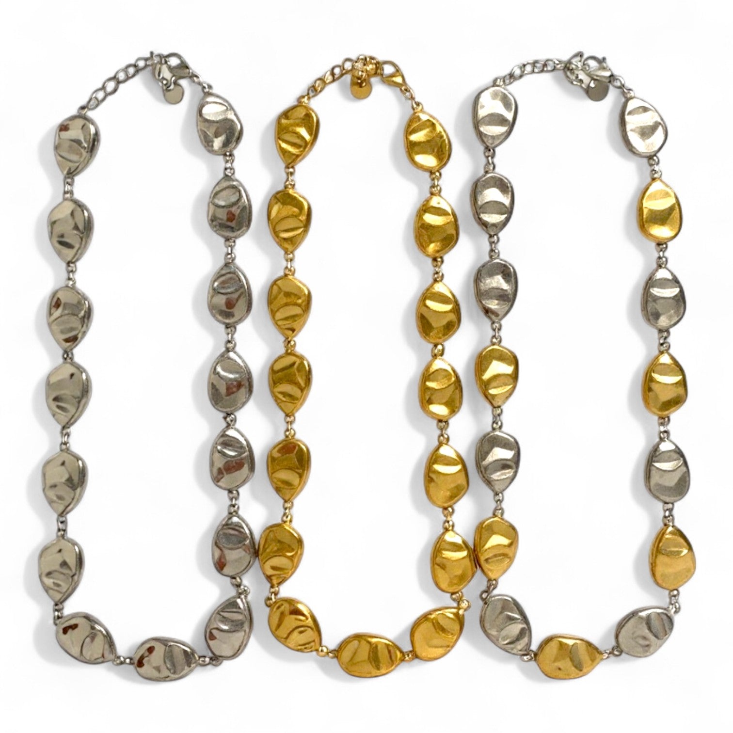 Eira Necklace – Ατσάλινο Κολιέ με Ανάγλυφες Χάντρες σε Χρυσό, Ασημί & Δίχρωμο | So Cute by Dimi