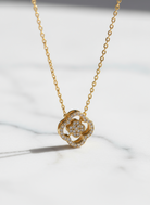 Ατσάλινο κολιέ Lucky Bloom με pavé τετράφυλλο 12mm και αλυσίδα 40+5 εκ. – So Cute by Dimi