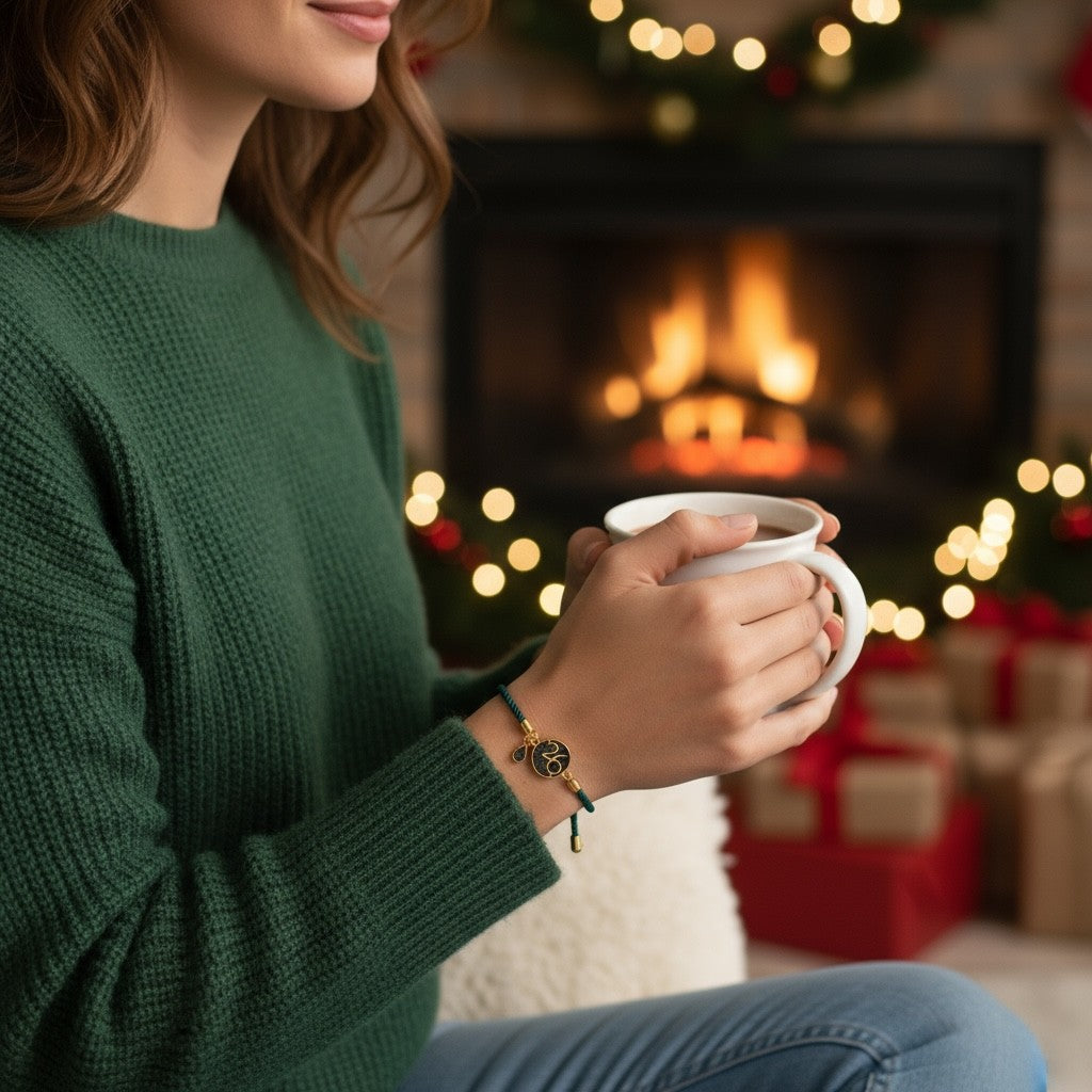 Χειροποίητο βραχιόλι γούρι 2026 με επιχρυσωμένο μοτίφ και charm σταγόνα γκλίτερ – So Cute by Dimi