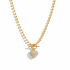 Ατσάλινο κολιέ Beaded Heart με στρας σε χρυσό και ασημί