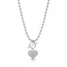 Ατσάλινο κολιέ Beaded Heart με στρας σε χρυσό και ασημί