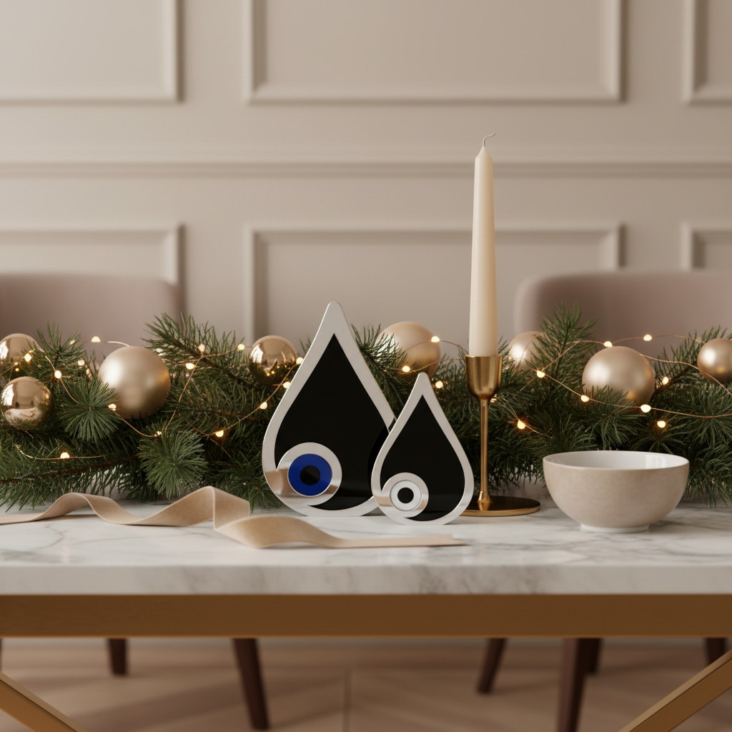 Χειροποίητο γούρι μάτι δάκρυ plexiglass καθρέφτη χρυσό & ασημί με λευκό ή μπλε μάτι – So Cute by Dimi