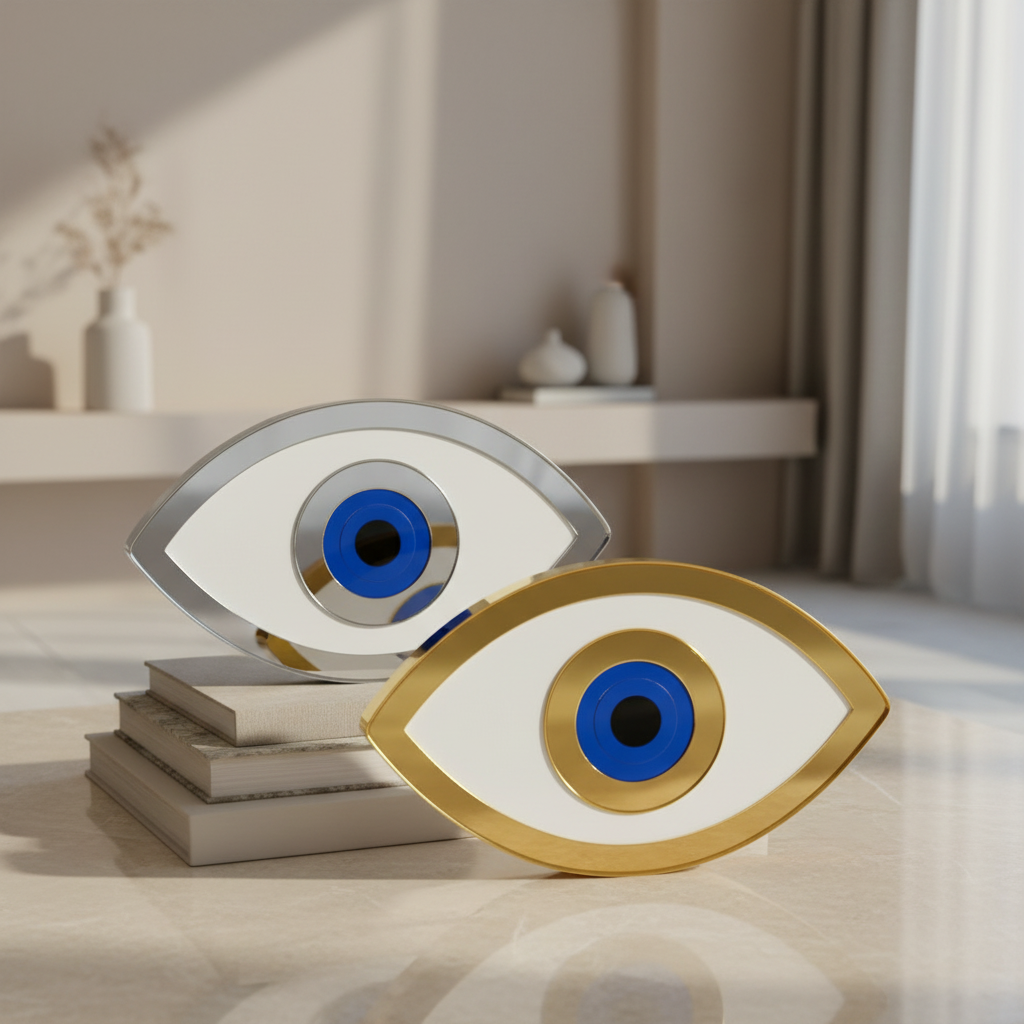 πιτραπέζιο Γούρι Μάτι Plexiglass με Χρυσό Καθρέφτη & Λάμψη - So Cute by Dimi