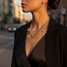 ⚡🚚 Κολιέ Minoan Coin με Ανάγλυφα Χρυσά Νομίσματα - So Cute by Dimi