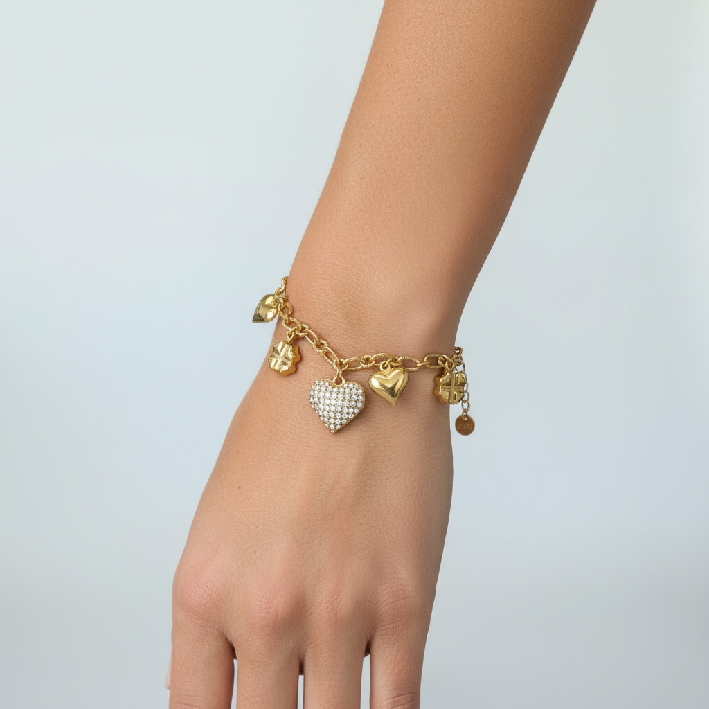 Βραχιόλι “Lucky Love” με Καρδιές & Τετράφυλλα - So Cute by Dimi